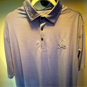 Barstool Sports Striped Performance Polo – Purple/Blue – 2XL